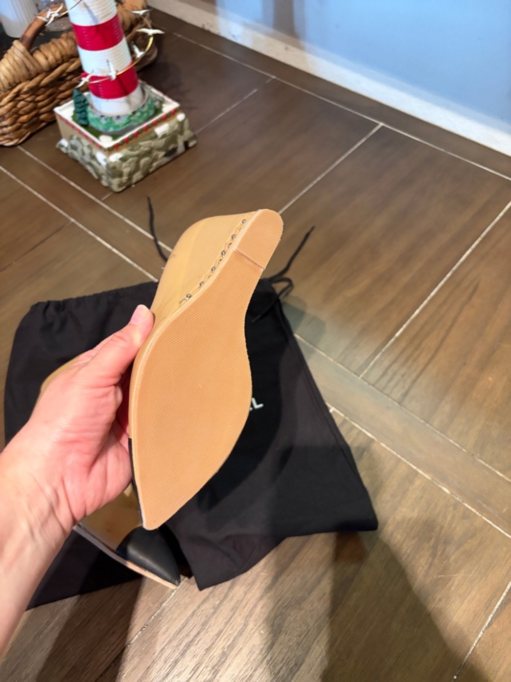 CHANEL Beige and Black Pointed-Toe Two-Tone Pumps - Picture 6 of 9